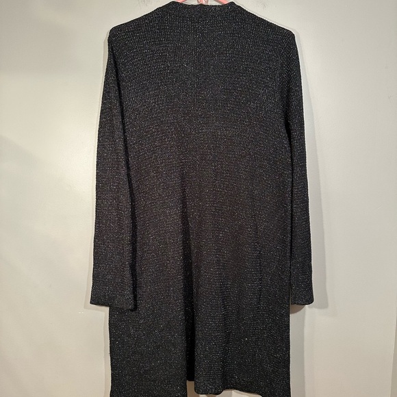 Eileen Fisher Long Black Sparkling Cardigan with Pockets Large - Picture 6 of 9